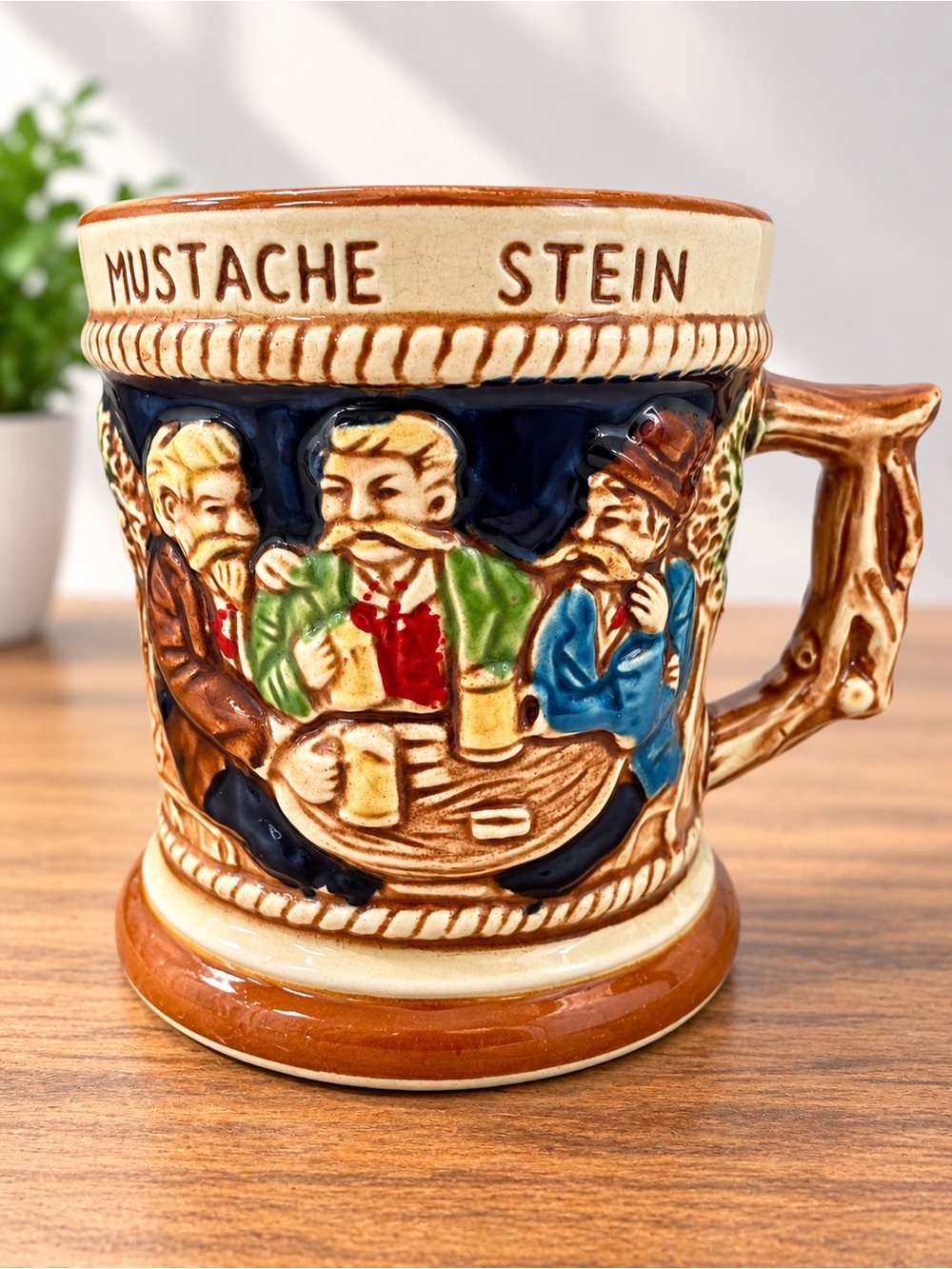 Vintage Giftcraft Japan Mustache Beer Stein Tavern Alpine Relief Mug
